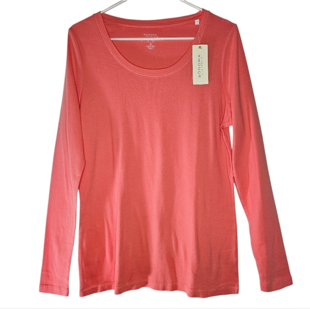 Sonoma Coral Long Sleeve Everyday Tee Sz L